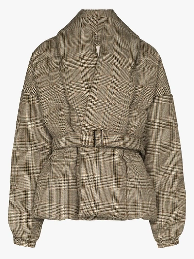Shop Alexandre Vauthier Prince Of Wales Check Puffer Coat In Brown