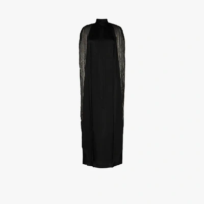 Shop Taller Marmo Dea High Neck Cape Maxi Dress In Black