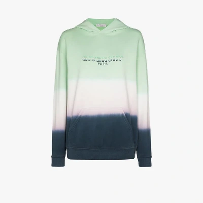 Shop Givenchy Tie-dye Logo Cotton Hoodie In Blue