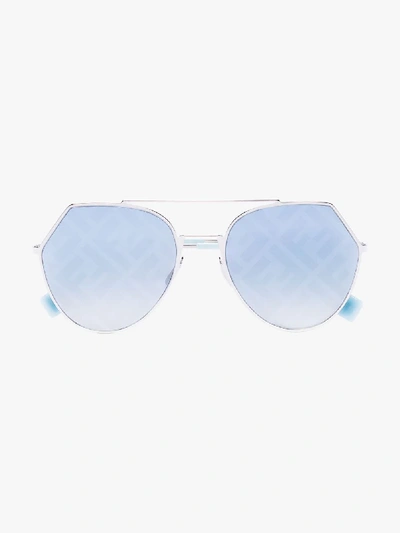 Shop Fendi Silver-tone Aviator-style Sunglasses