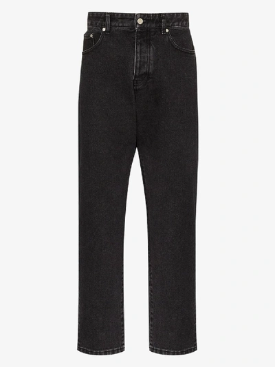 Shop Ami Alexandre Mattiussi Straight Leg Cropped Jeans In Black