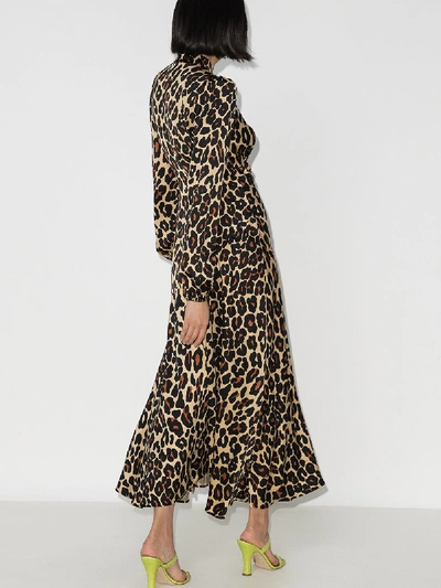 Shop De La Vali Clara Leopard Print Midi Dress In Black