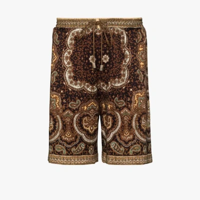 Shop Nanushka Doxxi Paisley Print Shorts In Brown
