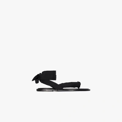 Shop Ganni Black Fabric Wrap Sandals