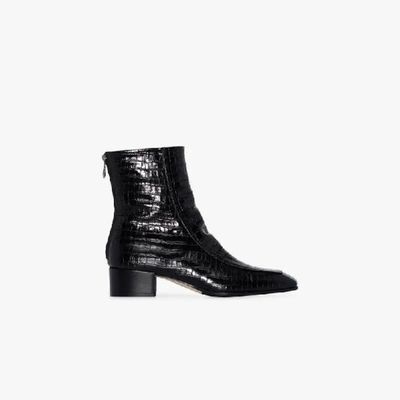 Shop Aeyde Amelia 35 Mock Croc Ankle Boots In Black