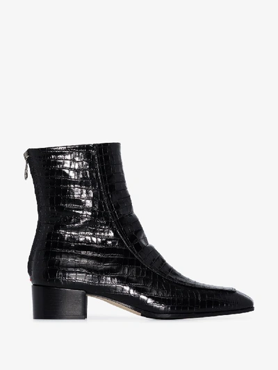 Shop Aeyde Amelia 35 Mock Croc Ankle Boots In Black