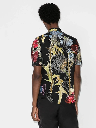 Shop Alexander Mcqueen Floral Cotton Shirt In Blue