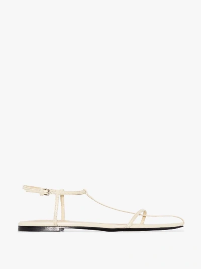 Shop Jil Sander Yellow Caged Leather Sandals