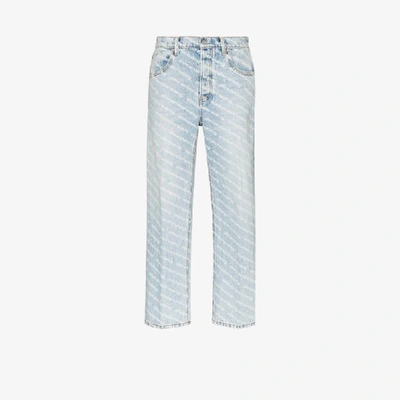 Shop Alexander Wang Skater Logo Print Straight Leg Jeans In Blue