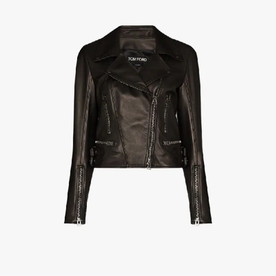 Shop Tom Ford Black Leather Biker Jacket