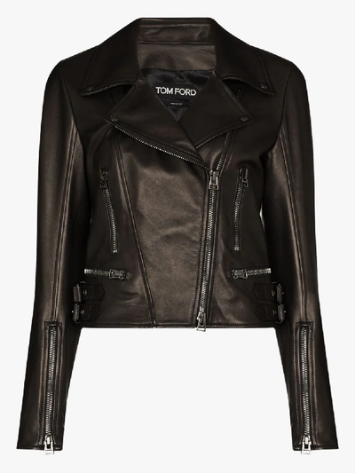 Shop Tom Ford Black Leather Biker Jacket
