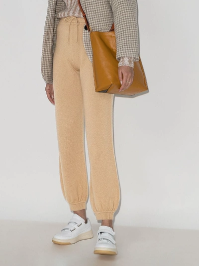 Shop Chloé Brown Drawstring Cashmere Sweatpants