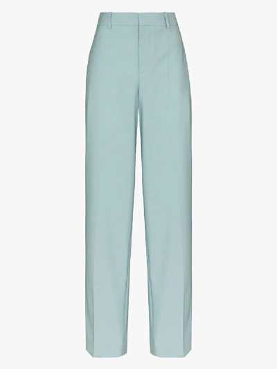 Shop Givenchy Blue Tailored Wide Leg Wool Trousers