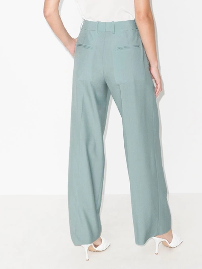 Shop Givenchy Blue Tailored Wide Leg Wool Trousers