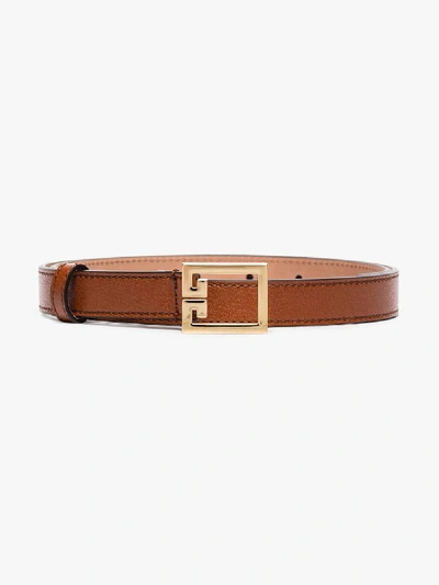 Shop Givenchy Brown Gv3 Leather Logo Belt