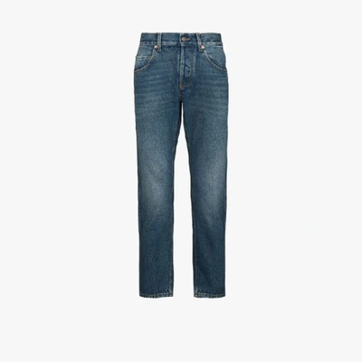 Shop Gucci Cropped Straight Leg Jeans In Blue