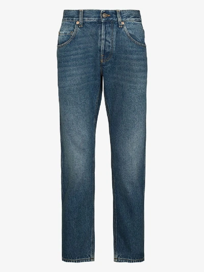 Shop Gucci Cropped Straight Leg Jeans In Blue