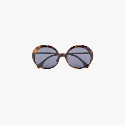 Shop Fendi Brown Promeneye Oversized Sunglasses