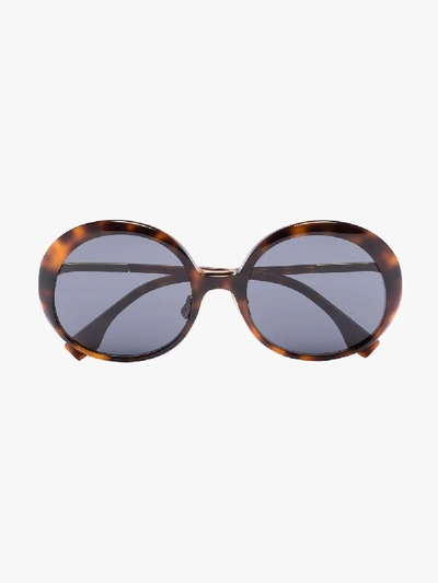 Shop Fendi Brown Promeneye Oversized Sunglasses