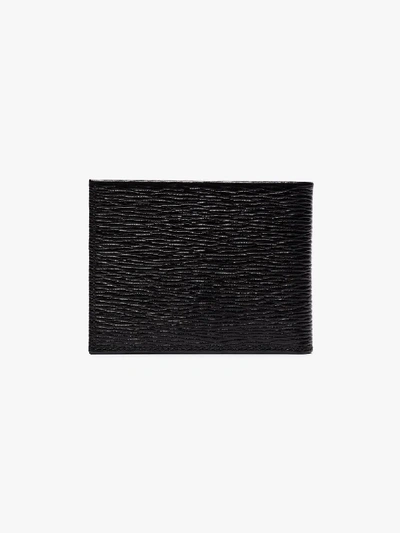 Shop Ferragamo Black Gancini Textured Leather Wallet
