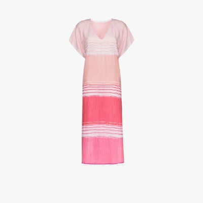 Shop Lemlem Eshal Striped Cotton Kaftan Dress In Pink