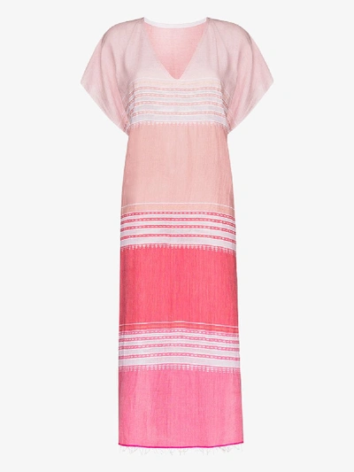 Shop Lemlem Eshal Striped Cotton Kaftan Dress In Pink