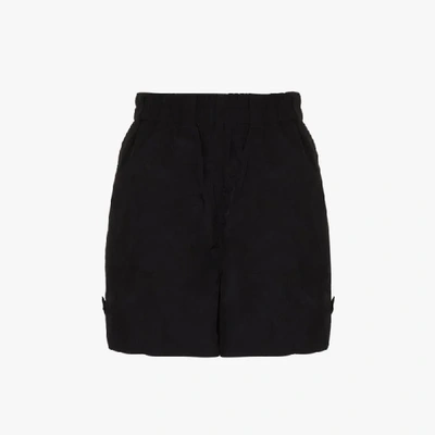 Shop Ganni Crinkled Tech Fabric Shorts In Black