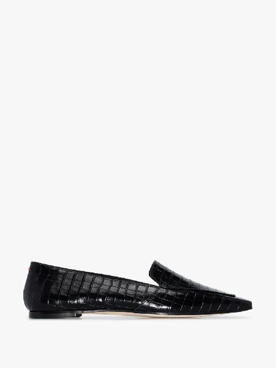 Shop Aeyde Black Aorora Mock Croc Leather Pumps