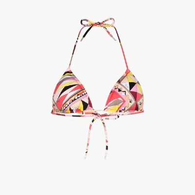 Shop Emilio Pucci Kaleido Printed Bikini Top In Pink