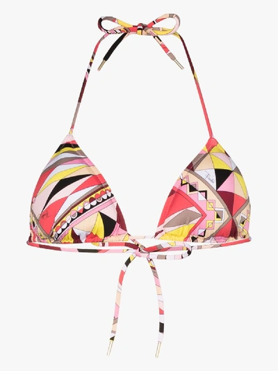 Shop Emilio Pucci Kaleido Printed Bikini Top In Pink