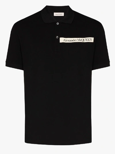 Shop Alexander Mcqueen Logo Piqué Polo Shirt In Black