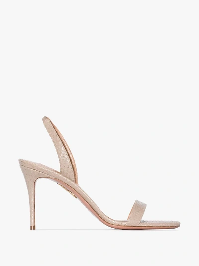 Shop Aquazzura Taupe So Nude 85 Leather Sandals In Neutrals