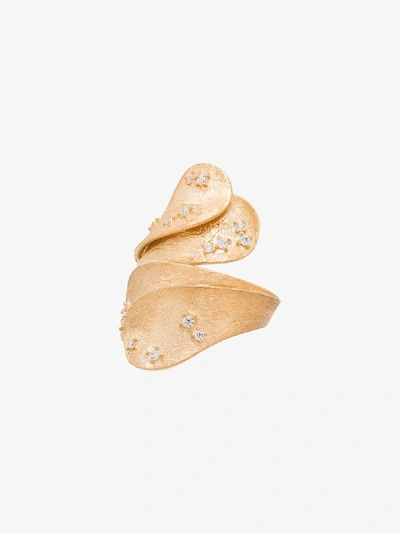 Shop Apples & Figs Gold-plated Waves In The Moonlight Ring In Metallic