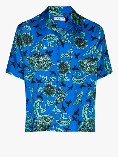 Shop Givenchy Patterned Silk Shirt In Blue