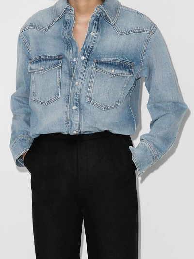 Shop Givenchy Patch Pocket Denim Shirt In Blue