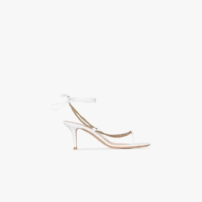 Shop Gianvito Rossi 70 Chain Strap Leather Sandals In White