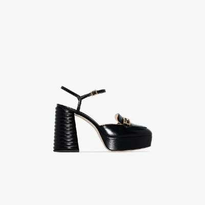 Shop Fendi Black 105 Platform Leather Pumps