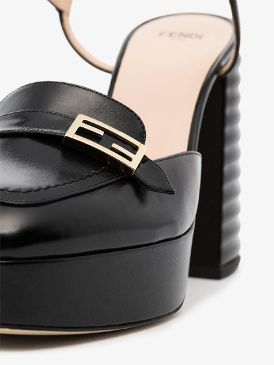 Shop Fendi Black 105 Platform Leather Pumps