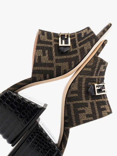 Shop Fendi Brown 65 Logo Buckled Mules