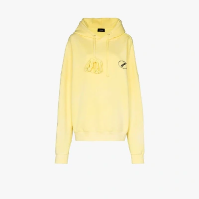Shop We11 Done Yellow Oversized Bleached Logo Hoodie