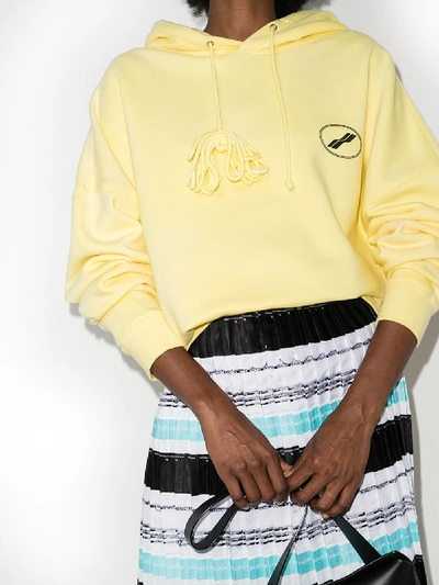 Shop We11 Done Yellow Oversized Bleached Logo Hoodie