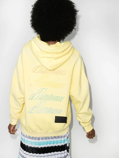 Shop We11 Done Yellow Oversized Bleached Logo Hoodie