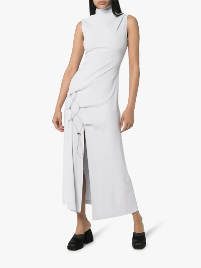 Shop Off-white Grey Dna Spiral Midi Dress