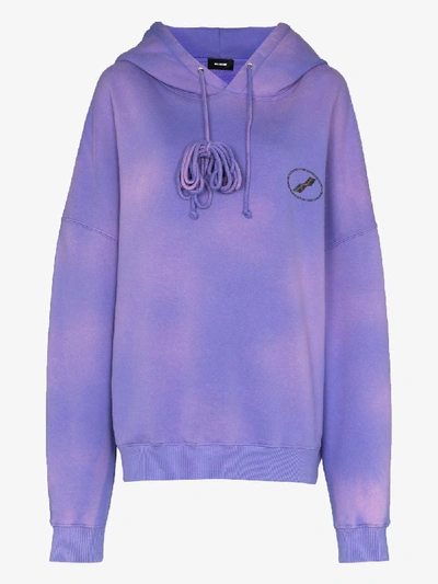Shop We11 Done Purple Oversized Bleached Logo Hoodie