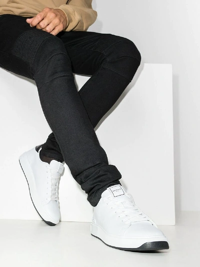 Shop Balmain White B-court Leather Sneakers