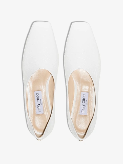 Shop Jimmy Choo White Joselyn Mock Croc Leather Shoes