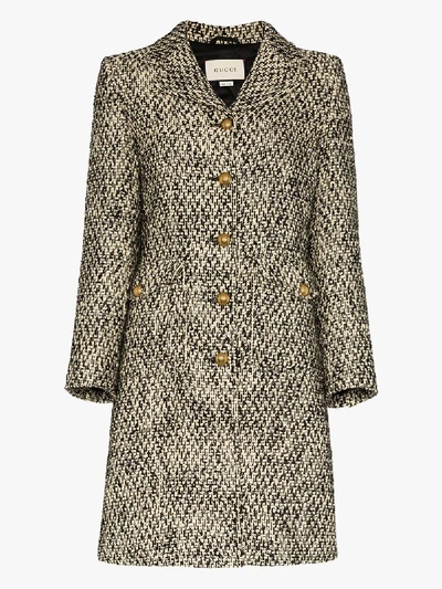 Shop Gucci Single-breasted Tweed Coat In Black