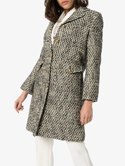 Shop Gucci Single-breasted Tweed Coat In Black