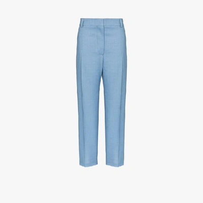 Shop Marni Straight Leg Tailored Trousers In Blue
