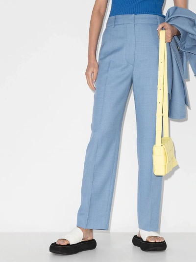 Shop Marni Straight Leg Tailored Trousers In Blue